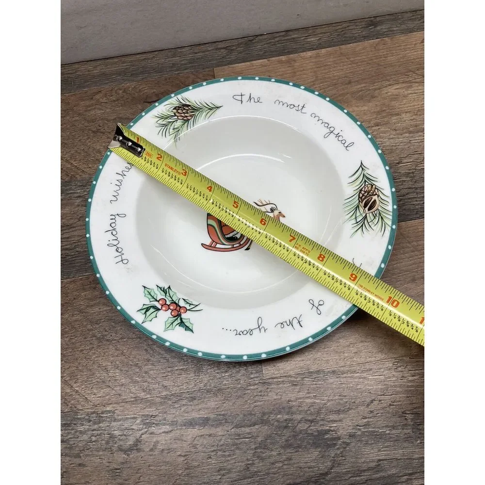 MIKASA CHRISTMAS WISH (GREEN ,‎ WHITE ) Soup Bowl 9 1/2